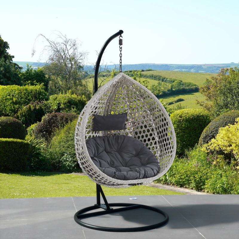 Image of Artemis Home Abingdon Hanging Swing Single Egg Pod Chair in Dark Grey Dark Grey Unisex