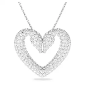 Image of Una Pendant Heart Medium White Rhodium Plated Necklace 5626176