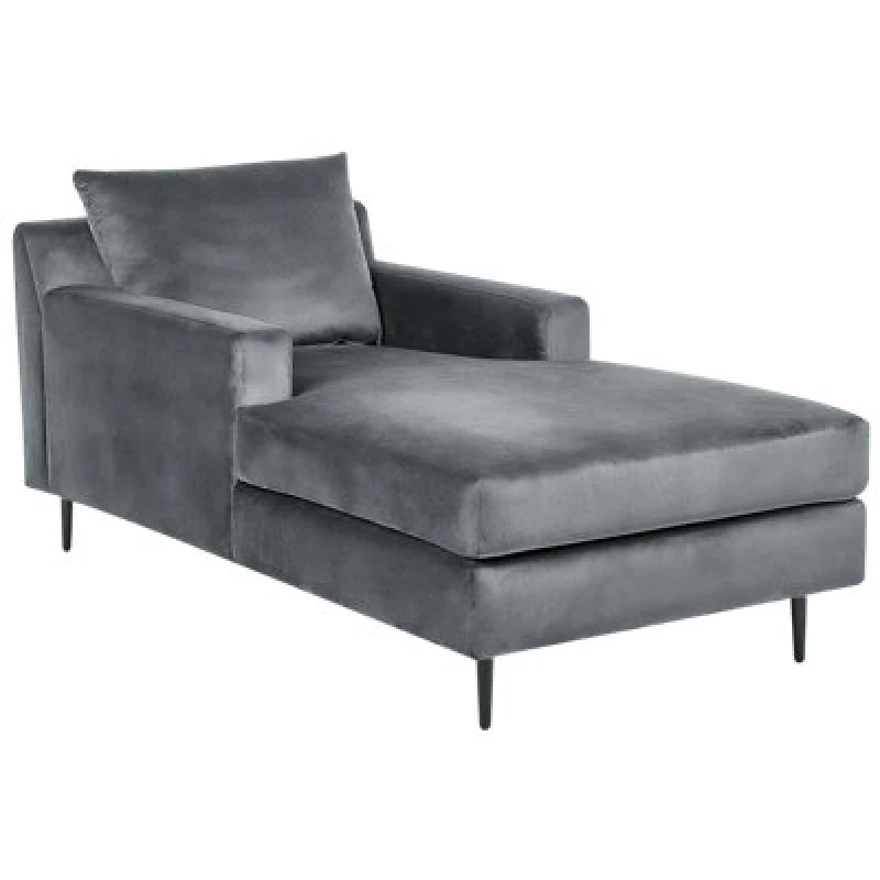 Image of Beliani Chaise Longue Gueret Velvet Grey
