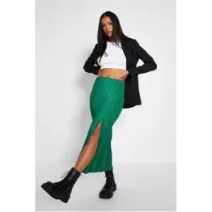 Image of I Saw It First Plisse Side Split Midi Skirt - Green