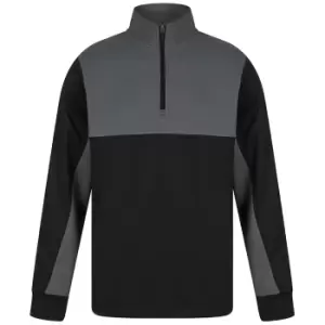 Image of Finden & Hales Unisex Adult Quarter Zip Fleece Top (M) (Black/Gunmetal Grey)