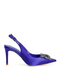 Image of Dune London Charleston Brooch Sling Back Heels - Blue Size 6, Women