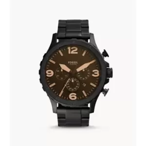 Image of Fossil Mens Nate Chronograph Stainless Steel Watch - Black