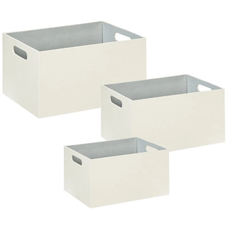 Image of Beliani Set Of 3 Boxes Larsa Faux Leather Beige