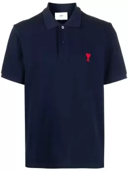 Image of AMI PARIS Ami De Coeur Logo Polo Shirt Nautic Blue