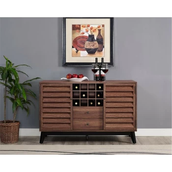 Image of Alphason - Vaughn Walnut Mid Century Modern Sideboard Drinks Cabinet
