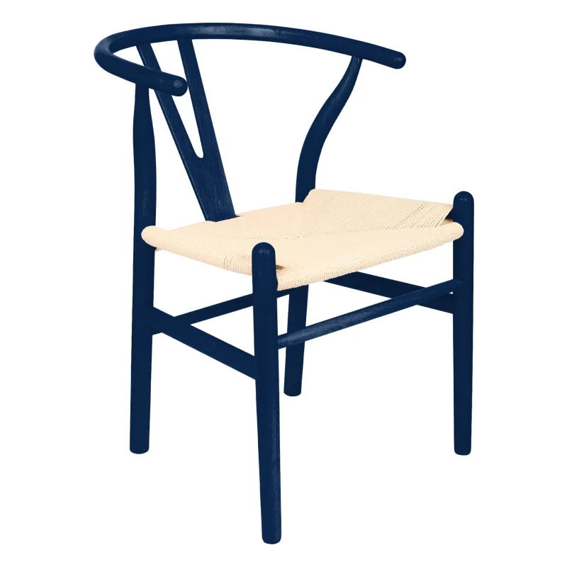 Image of Nicholas Winter Beech Wood Scandi Danish Style Dining Chair - Solid Wood Chairs in Blue Blue Unisex