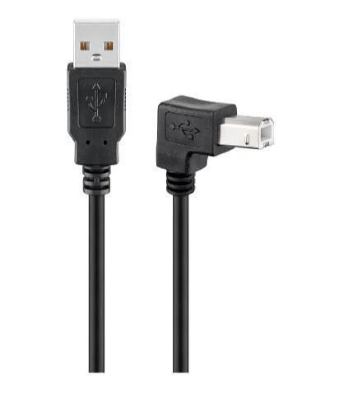 Image of Microconnect USBAB2ANGLED2 USB cable USB 2.0 1.8 m USB A USB B Black