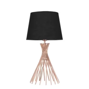 Image of Gosforth Copper Table Lamp with Black Aspen Shade