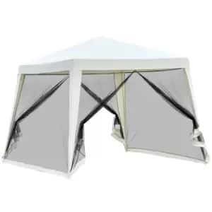 Image of Outsunny 3X3(m) Outdoor Gazebo Canopy Tent Event Shelter With Mesh Screen Side - White