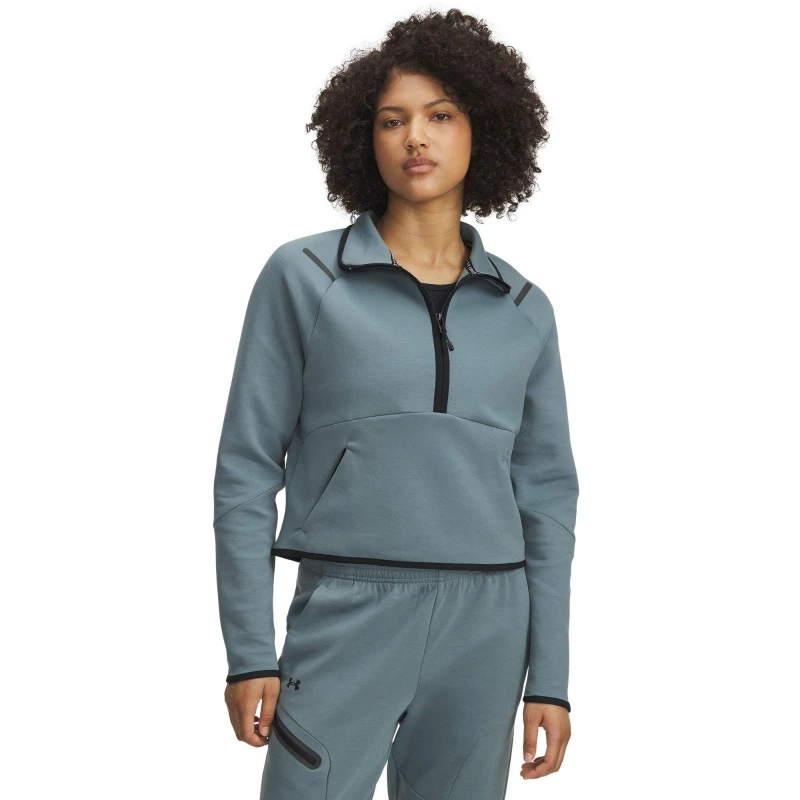 Image of Under Armour Womens Unstoppable 1/4 Zip Fleece Jasper Blue female 10 (S)