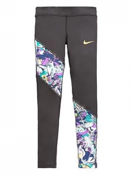Image of Nike Girls The One Tights - Black, Size S=8-10 Years, Women