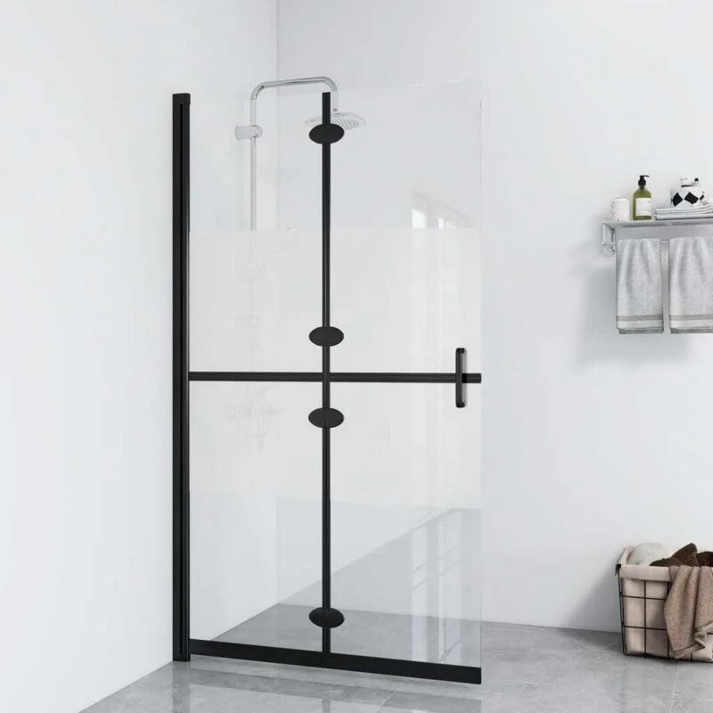 Image of VIDAXL Vidaxl - Foldable Walk-in Shower Wall Half Frosted esg Glass 100x190cm 8720286640234