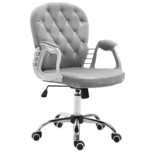 Image of Vinsetto Office Chair Velour Diamond Tufted Padded Ergonomic 360° Swivel Grey