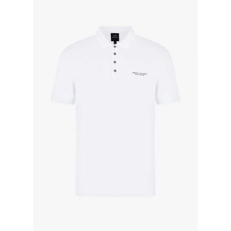 Image of Armani Exchange Jersey Cotton Polo Shirt White 1100 male XS