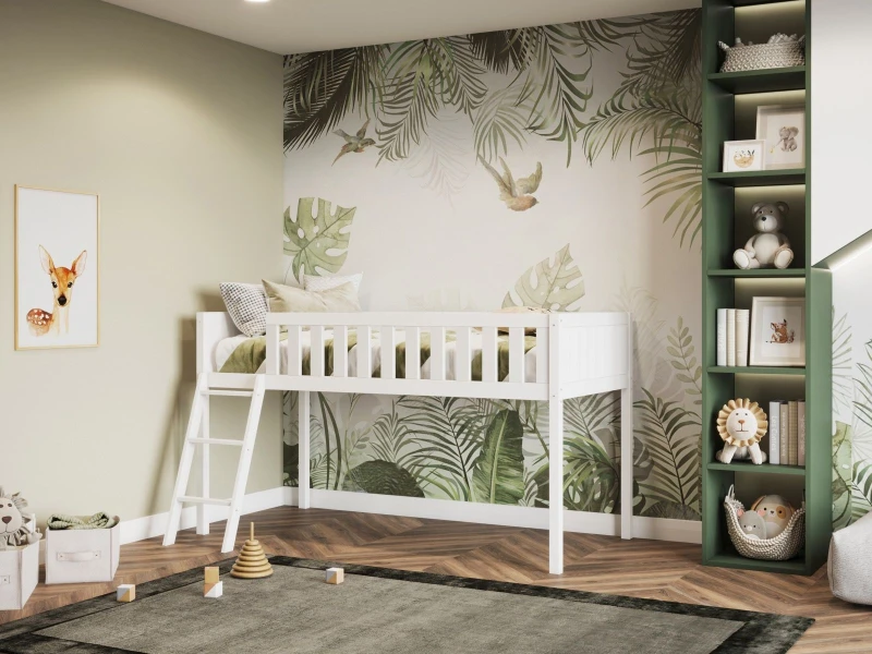 Image of Flair Bea Shorty Mid Sleeper Cabin Bed in White Size: Junior White Unisex Junior