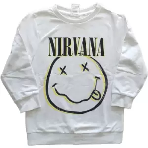 Image of Nirvana - Inverse Smiley Kids 11-12 Years Sweatshirt - White