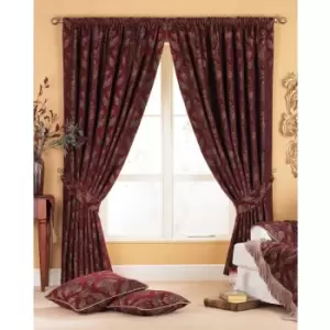Image of Riva Home Shiraz Pencil Pleat Curtains (90x90 (229x229cm)) (Burgundy) - Burgundy