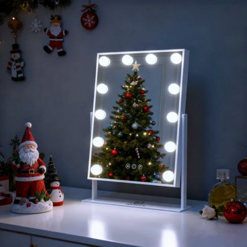 Image of VANITII GLOBAL Hollywood Vanity Makeup Mirror with Lights 50x40 CM Light Up Tabletop Wall White unisex