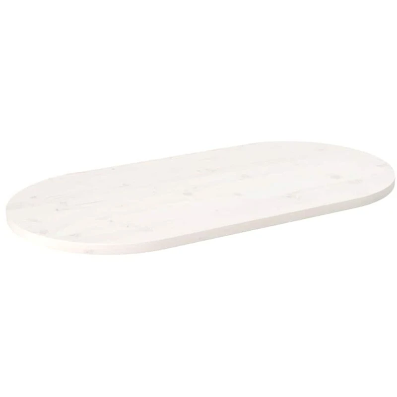 Image of Vidaxl Table Top White 90X45X2.5cm Solid Wood Pine Oval, White 824356
