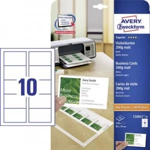 Image of Avery-Zweckform C32011-25 Printable business cards (smooth edge) 85 x 54mm White 250 pcs Paper size: A4