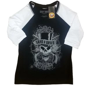 Image of Guns N' Roses - Faded Skull Ladies X-Small T-Shirt - Black,White