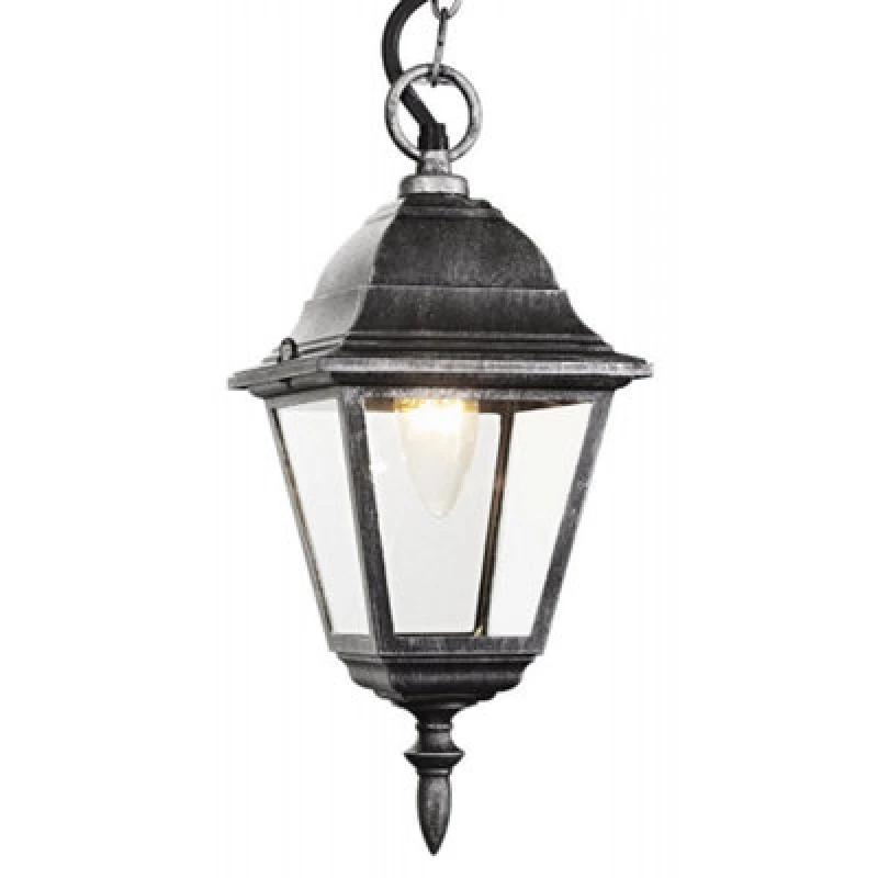 Image of Happy Homewares Black/silver Cast Aluminium Ip44 Outdoor Hanging Lantern