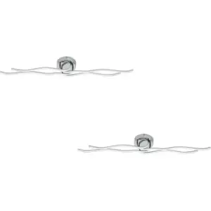 Image of 2 PACK Wall Flush Ceiling Light Colour Chrome Shade White Plastic LED 40W Incl.