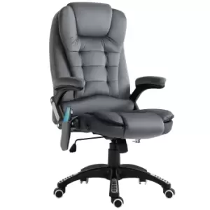 Image of Vinsetto Massage Recliner Chair Heated Office Chair with Six Massage Points Velvet-Feel Fabric 360° Swivel Wheels Grey