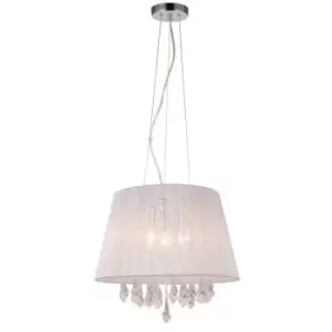 Image of Italux Lighting - Italux Isla - Hanging Pendant White 3 Light with Material Shade, E14