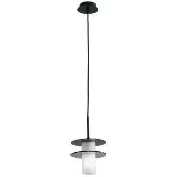 Image of Fan Europe Lighting - Fan Europe Record - Double disc Pendant, Tinted Glass, Black Opal, E14