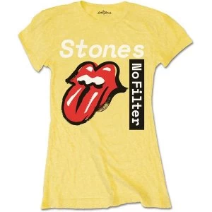 Image of The Rolling Stones - No Filter Text Womens Large T-Shirt - Yellow
