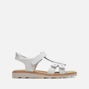 Image of Clarks Kids Crown Beat Patent Sandals - White - UK 12 Kids