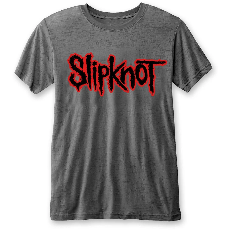 Image of Slipknot Mens Burnout Logo T-Shirt in Charcoal Size: Medium Charcoal Male M