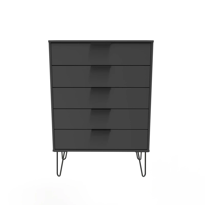 Image of Osaka 5 Drawer Chest Of Drawers In Graphite (Ready Assembled)