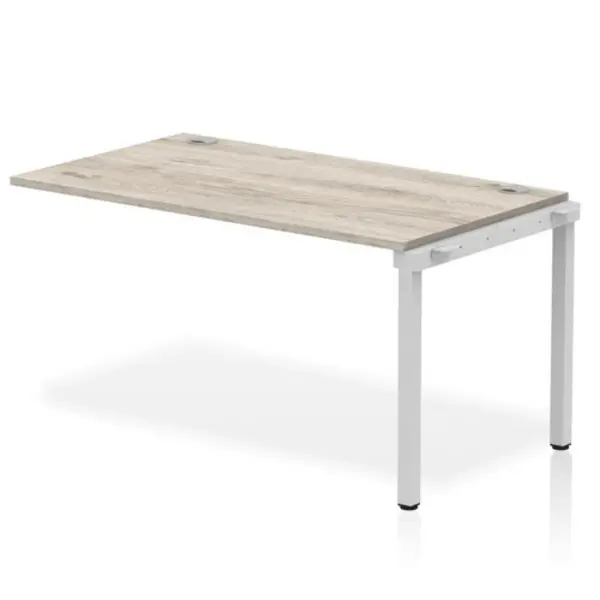 Image of Impulse Bench Single Row Ext Kit 1400 Silver Frame Office Bench Desk Grey Oak