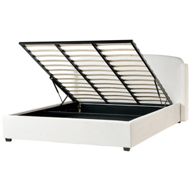 Image of Beliani Ottoman Bed Fabric Bernay 180 X 200 Cm (Eu Super King) Off-White