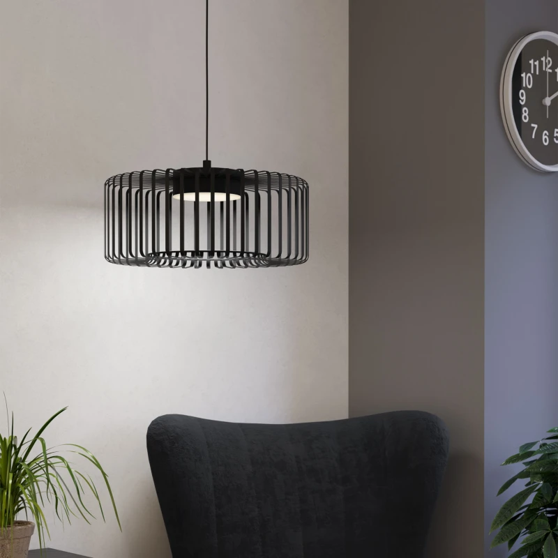 Image of EGLO Ginestrone-Z Black Steel RGB Pendant Light Black