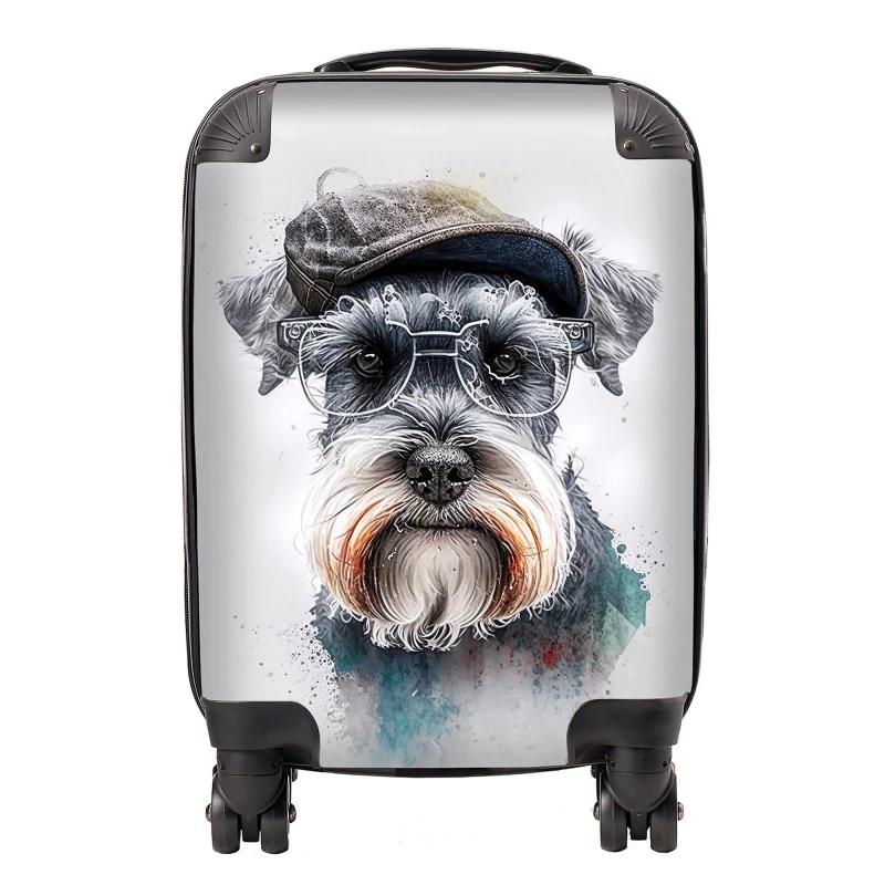 Image of Warren Reed - Designer Miniature Schnauzer Dog Splashart Suitcase Size: Medium Multicolor Unisex Medium
