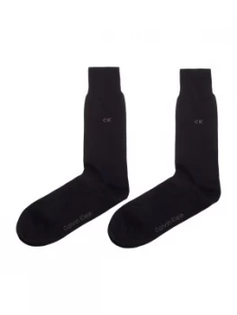 Image of Mens Calvin Klein Simple 2 Pack Logo Socks Blue