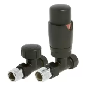 Image of Towelrads Straight TRV and Lockshield Valves Round Black 1/2" - 539211