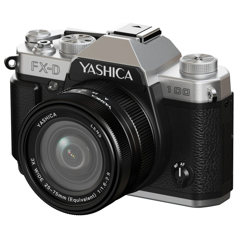 Image of YASHICA FX-D 100 Digital Film Simulation Camera - Silver & Black,Silver/Grey 4582712711116