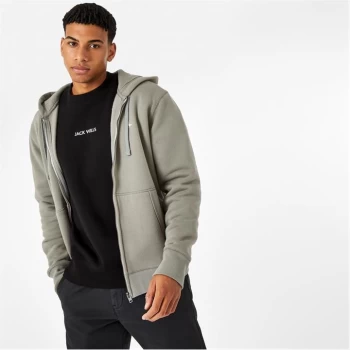 Image of Jack Wills Pinebrook Pheasant Logo Zip Hoodie - Washed Khaki