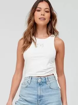 Image of Calvin Klein Jeans Side Gathering Tank Top - White, Size L, Women