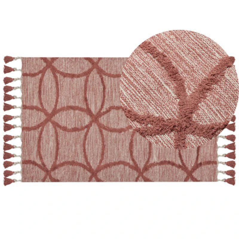 Image of Beliani Rug Kirsehir Red 80 X 150 Cm Cotton