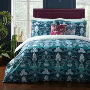 Image of Laurence Llewelyn Bowen - Suburban Jungle 200 Thread Count 100% Cotton Duvet Cover Set, Navy, Super King