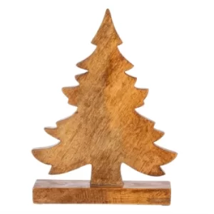 Image of Natural Wood Standing Tree Decoration Large