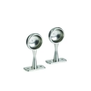 Image of Wickes End Rail Bracket - 25mm Brushed Nickel Pack of 2