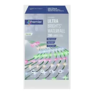 Image of UltraBrights Waterfall Lights 200 LEDs Multi Coloured Green Wire - LV184720M - Premier