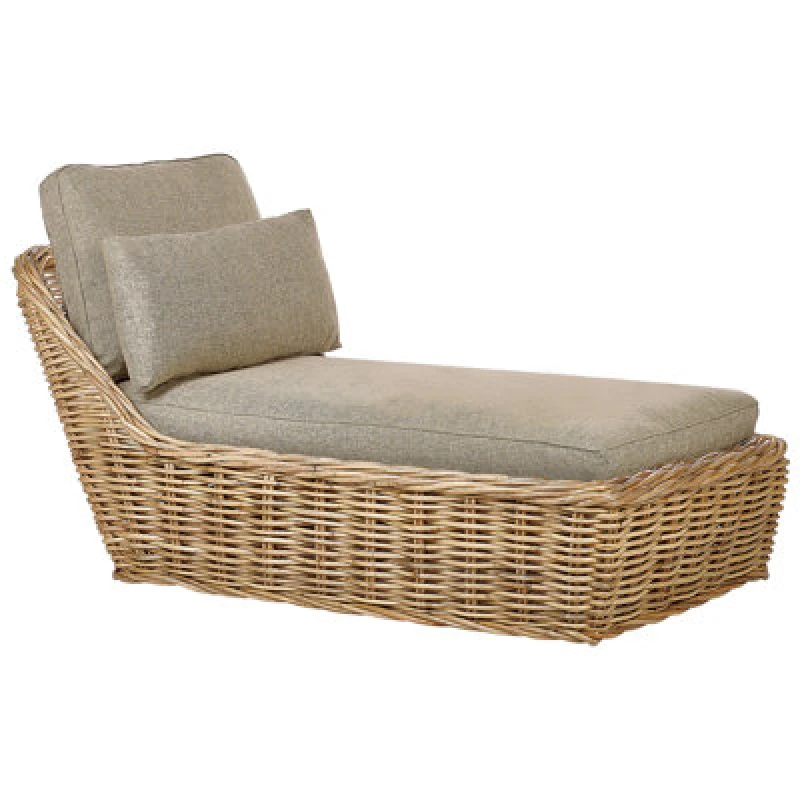 Image of Beliani Sun Lounger With Cushion Belsito Rattan Natural